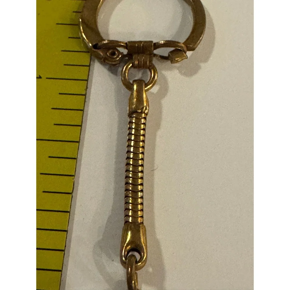 Vintage Gold Tone Cowboy Boot Keychain Western Spur Snake Chain Accessory